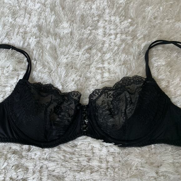 Victoria's Secret Black Unlined Lace Demi Bra Sz 34C - Picture 1 of 8